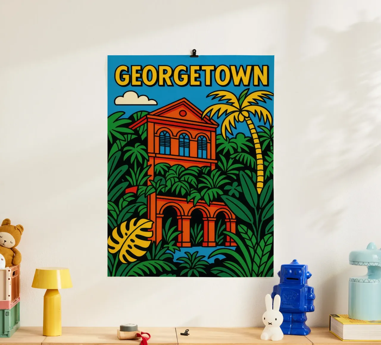 Georgetown - Una fuga tropicale nel cuore della storia poster con telaio in legno da JETLAG | affiches voyage