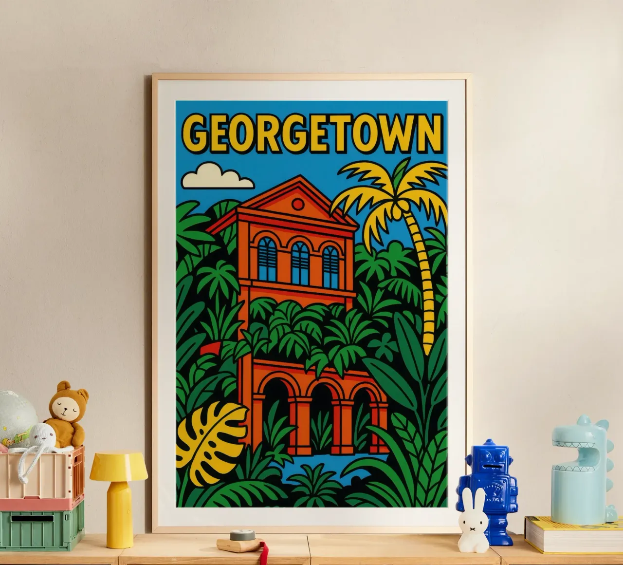 Georgetown - Una fuga tropicale nel cuore della storia poster con telaio in legno da JETLAG | affiches voyage