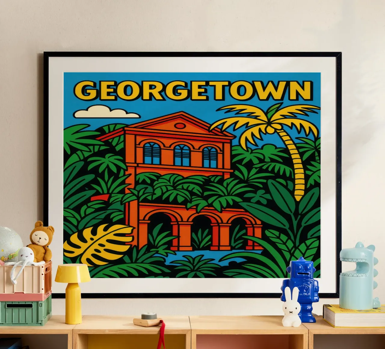 Georgetown - Una fuga tropicale nel cuore della storia poster con telaio in legno da JETLAG | affiches voyage