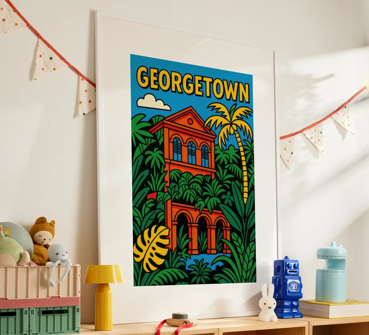 Georgetown - Una fuga tropicale nel cuore della storia poster con telaio in legno da JETLAG | affiches voyage