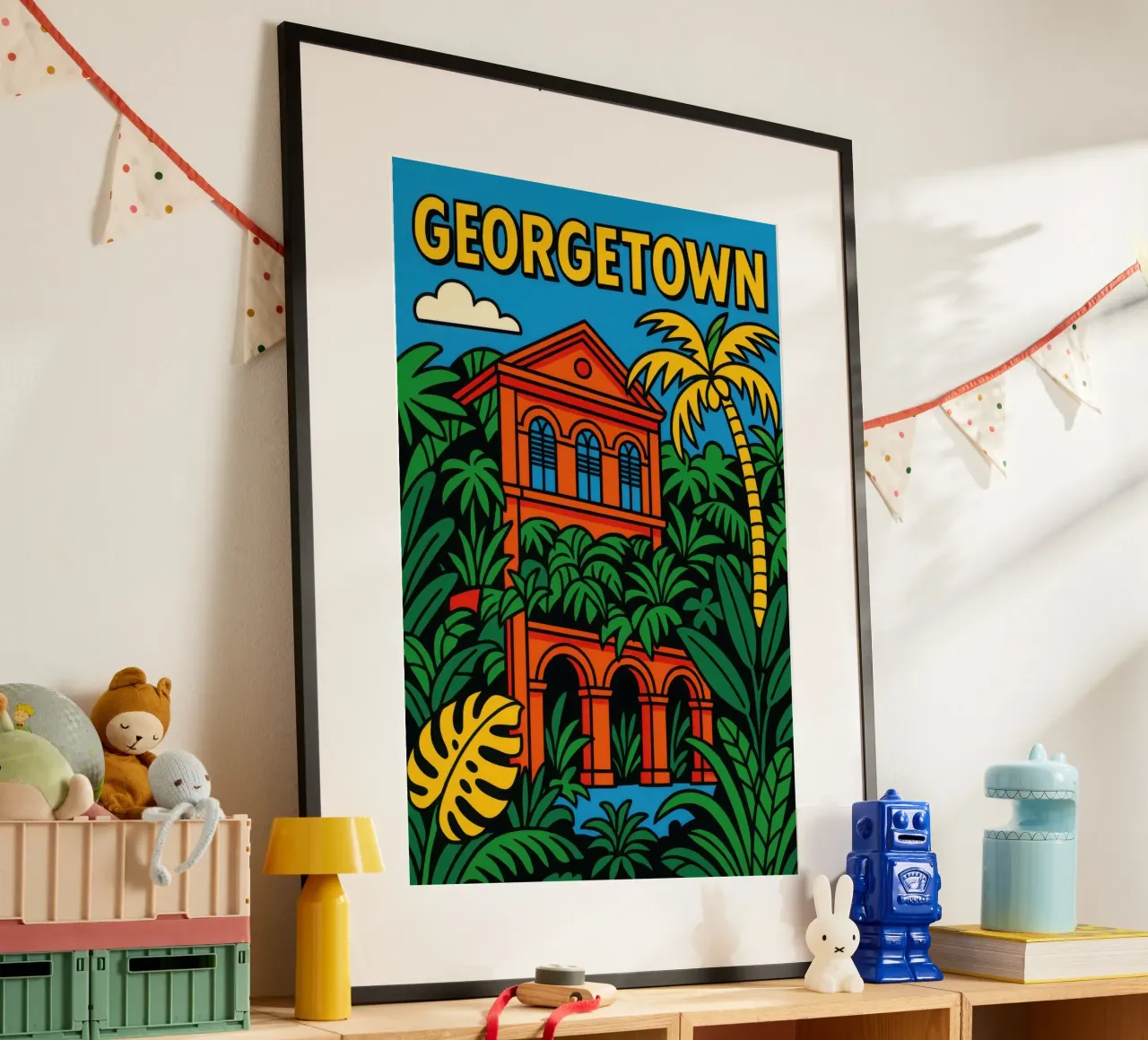Georgetown - Una fuga tropicale nel cuore della storia poster con telaio in legno da JETLAG | affiches voyage
