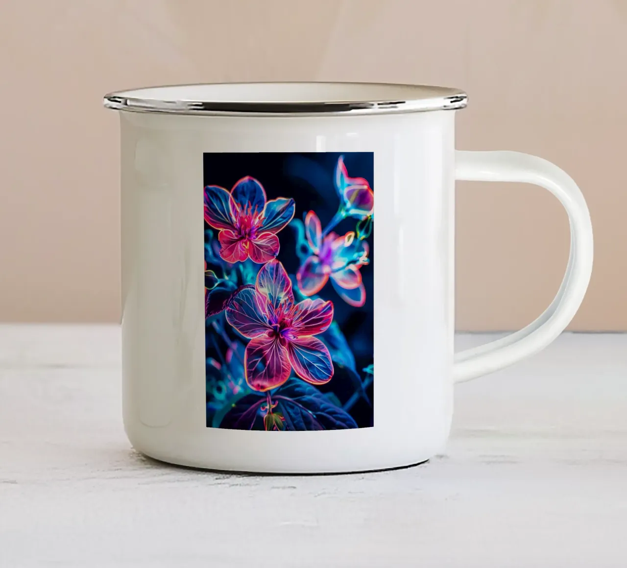 Flowers Neon B tazza in smalto da Mateo