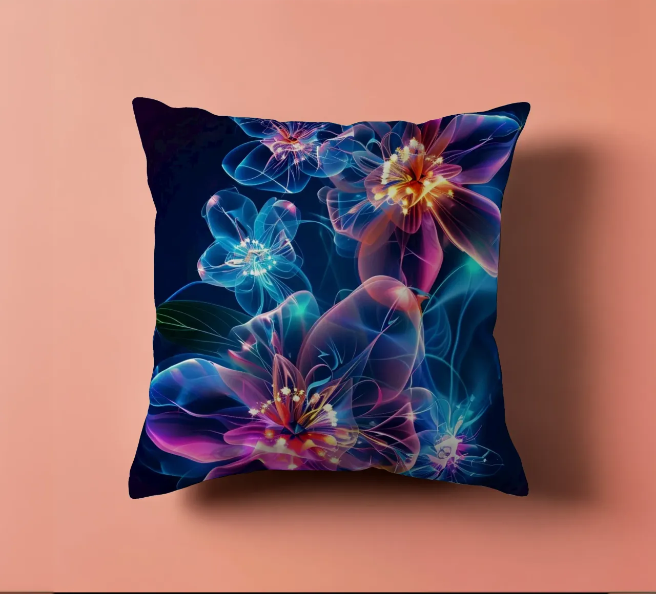 Flowers Neon C decorative cushion by Mateo