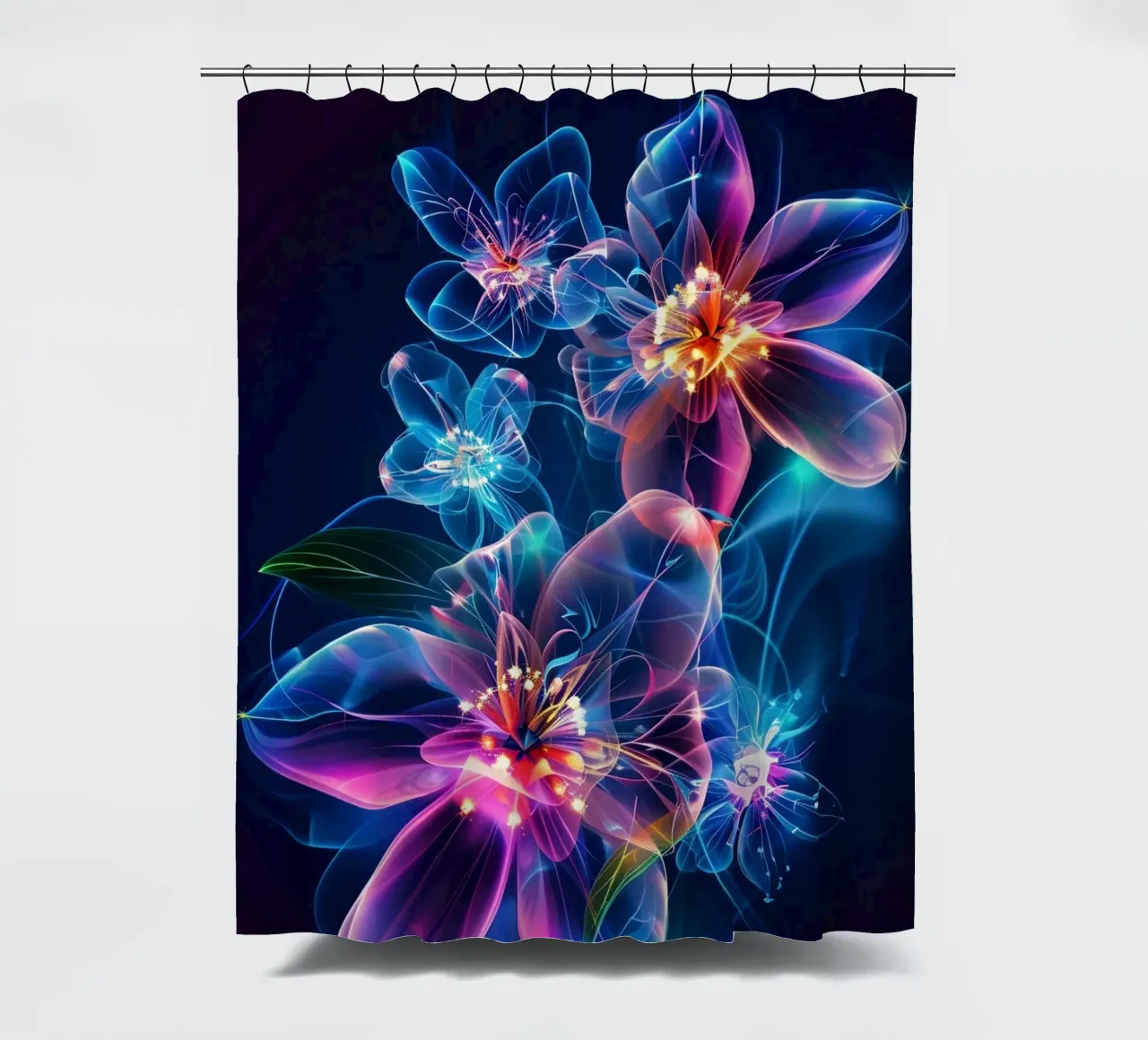 Flowers Neon C shower curtain by Mateo