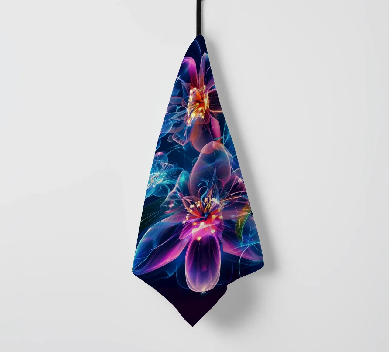 Flowers Neon C tea towel by Mateo