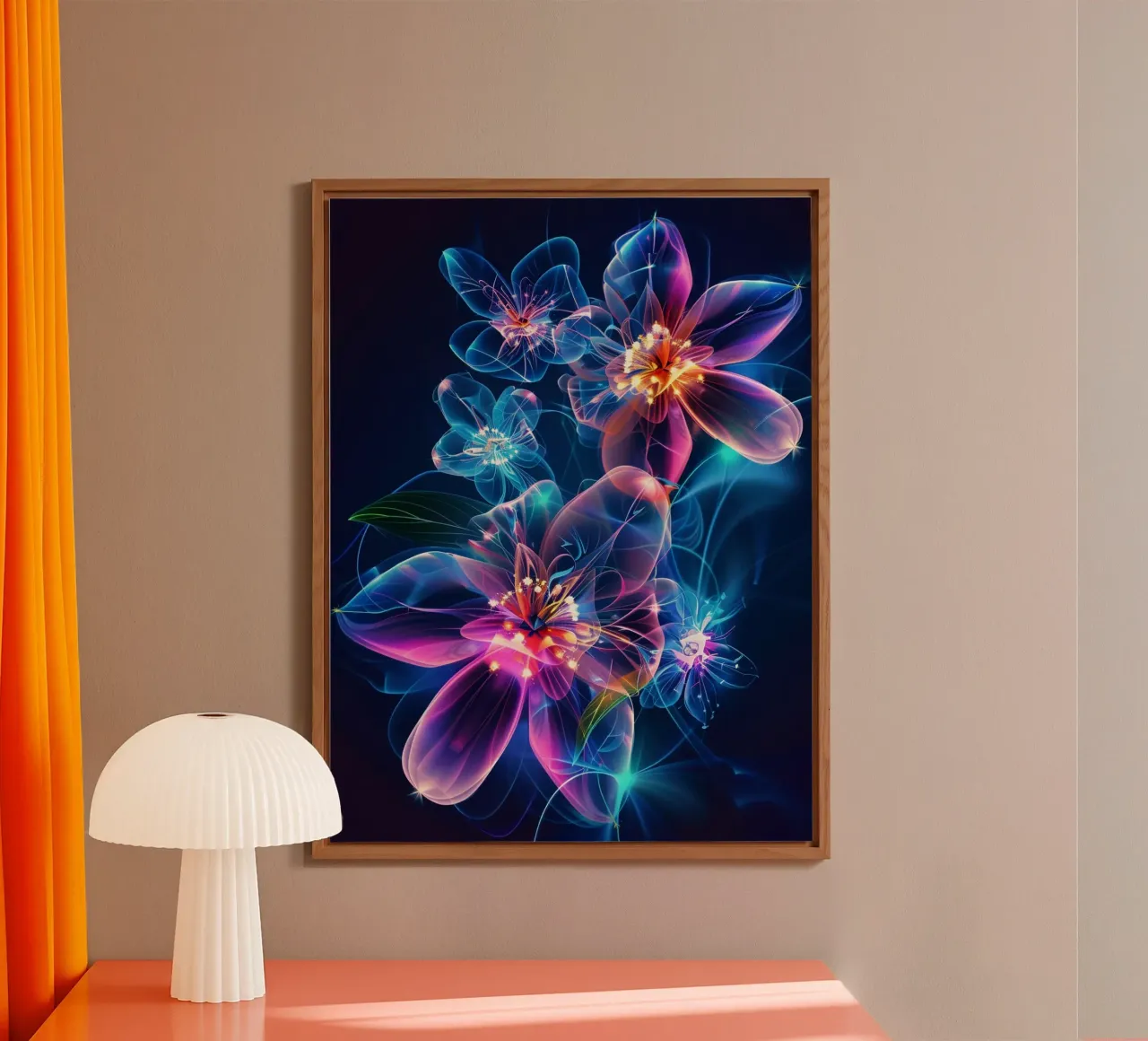 Flowers Neon C alu-dibond by Mateo