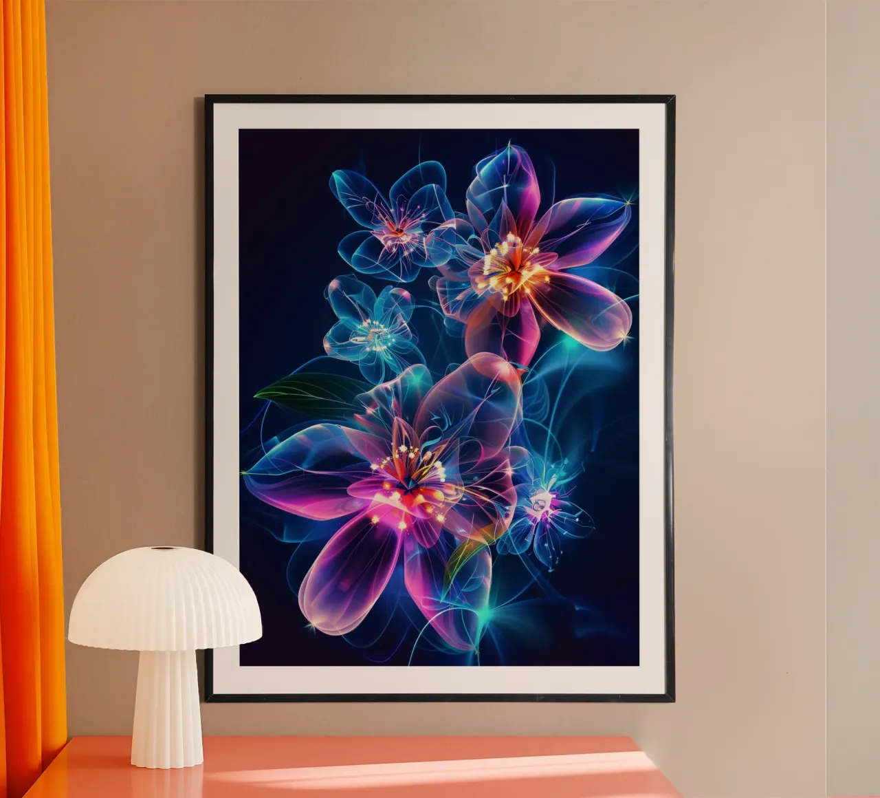 Flowers Neon C Hahnemühle von Mateo