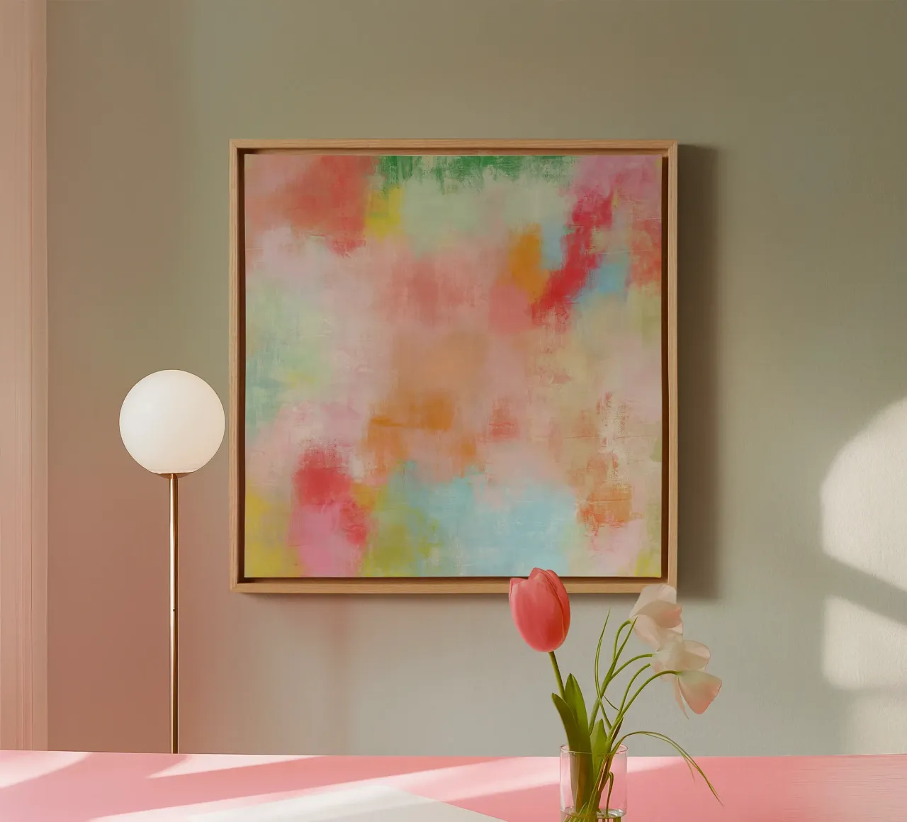 Spring Spark - Frühlingsfunke canvas met Baklijst van Petra Lang