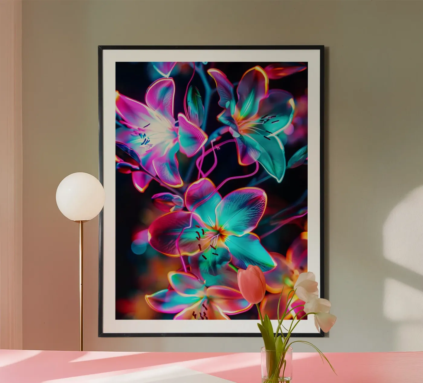 Flowers Neon E poster by Mateo