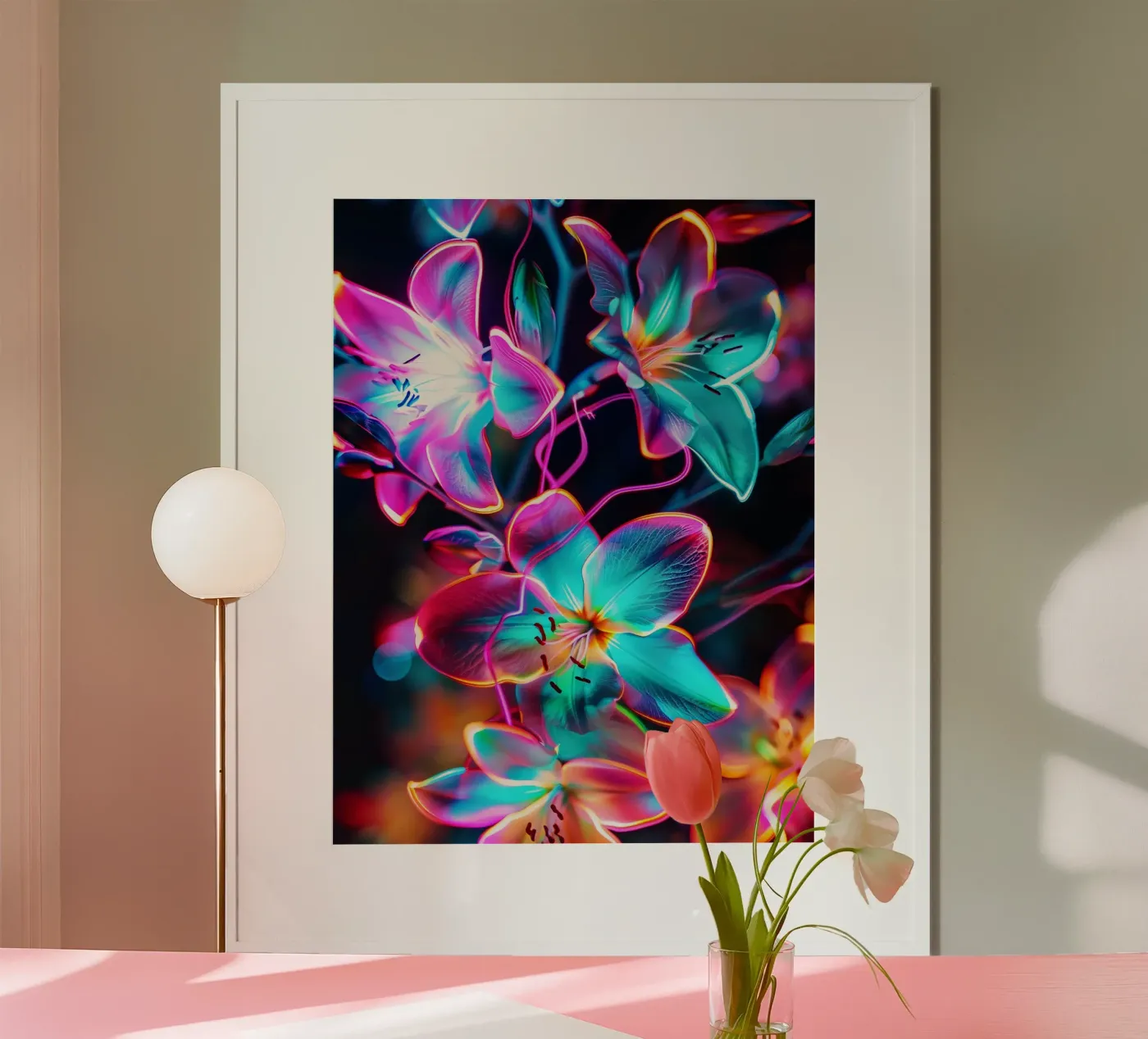 Flowers Neon E poster by Mateo