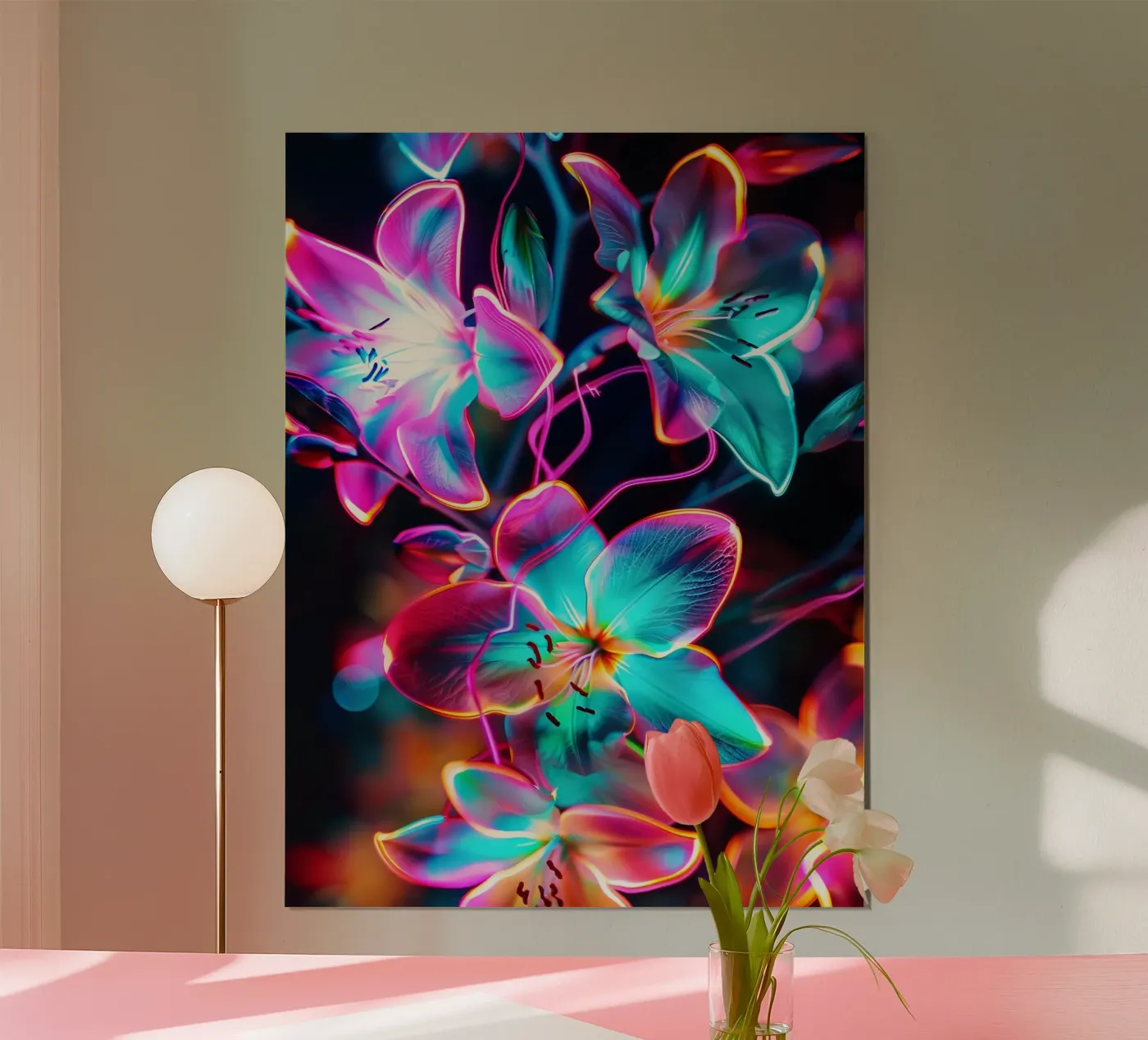 Flowers Neon E poster by Mateo
