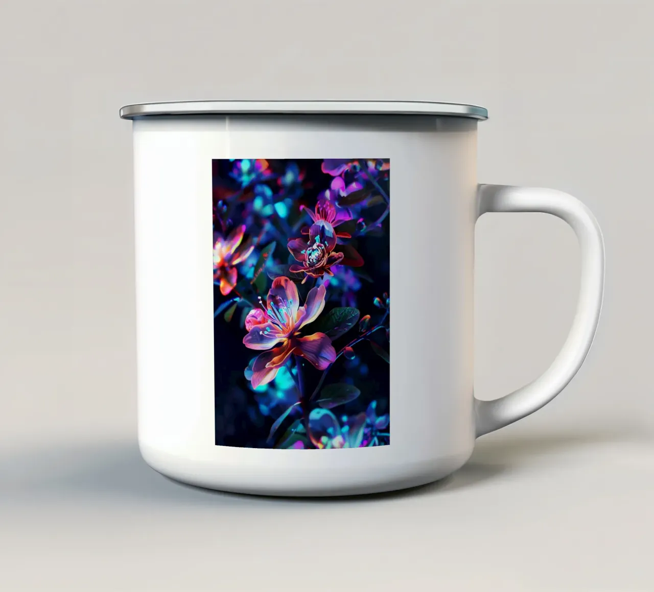 Flowers Neon F tazza in smalto da Mateo