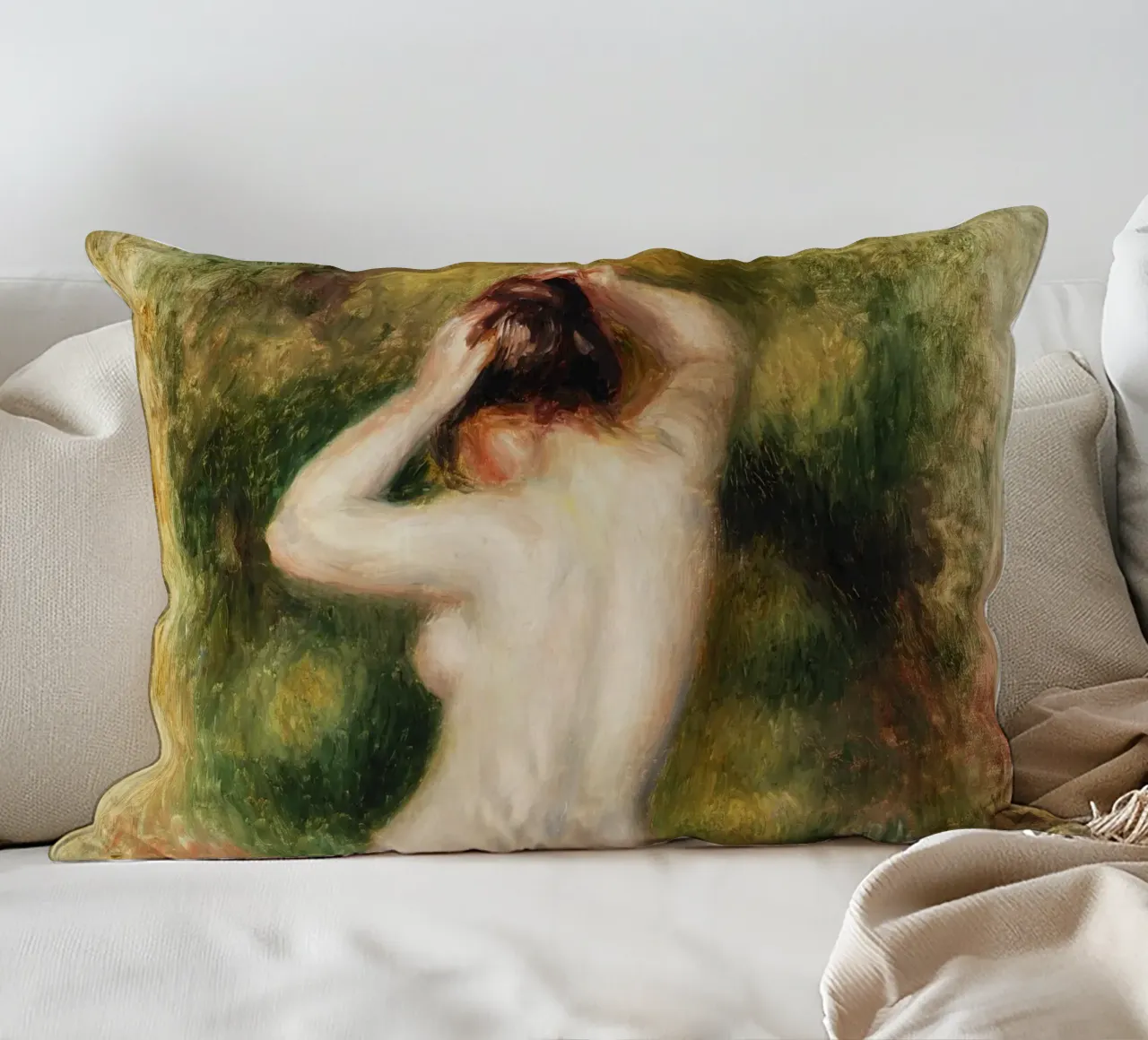 Bather (Baigneuse) (1890) by Pierre-Auguste Renoir cuscino da Venus Art