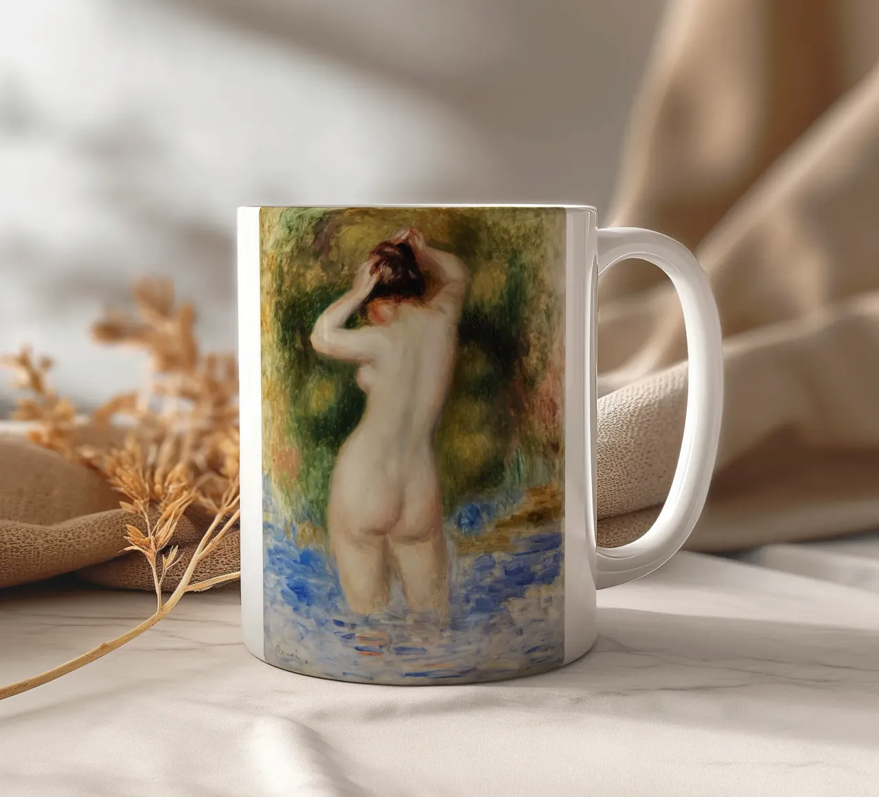 Bather (Baigneuse) (1890) by Pierre-Auguste Renoir tazza in ceramica da Venus Art