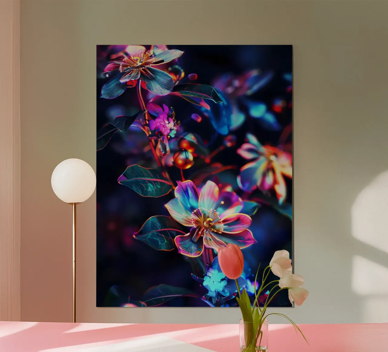 Flowers Neon G carta hahnemühle da Mateo