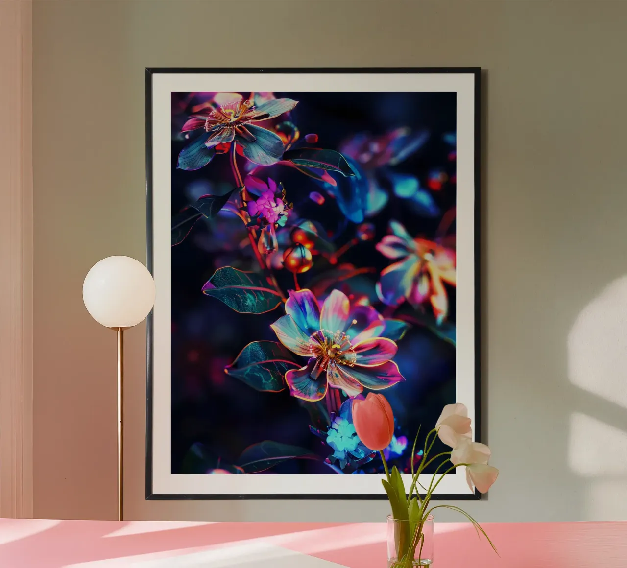 Flowers Neon G carta hahnemühle da Mateo