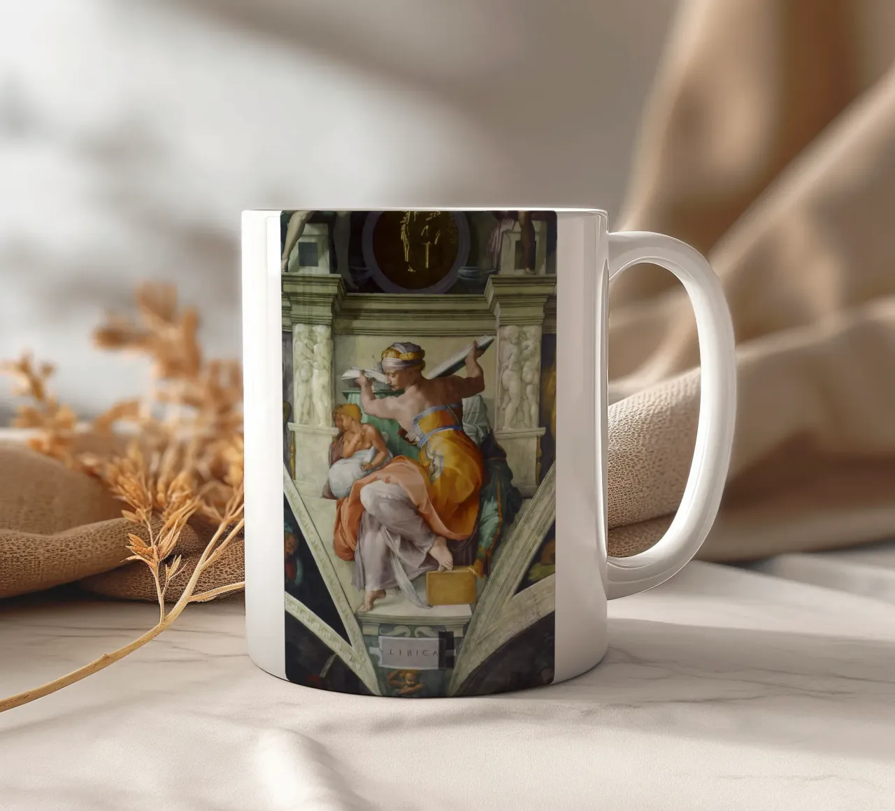 Michelangelo's Libyan Sibyl (c. 1511) tazza in ceramica da Venus Art