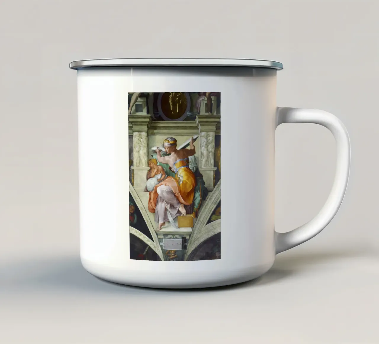 Michelangelo's Libyan Sibyl (c. 1511) tazza in smalto da Venus Art