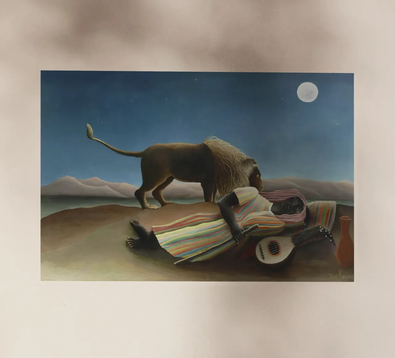 La zingara addormentata di Henri Rousseau (1897) pellicola backlit da Venus Art