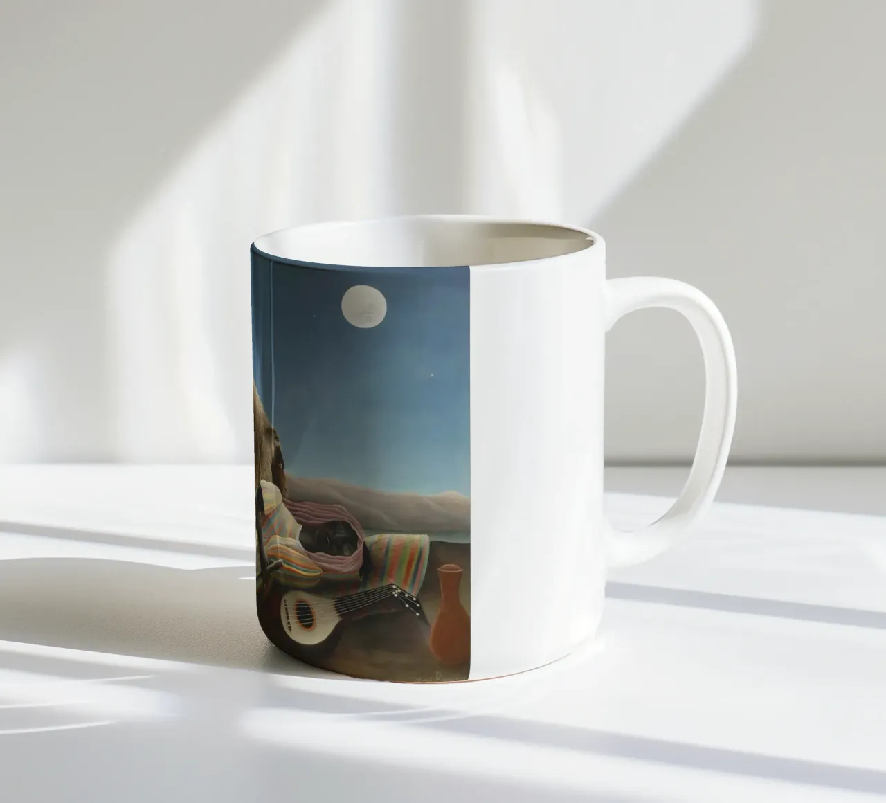 La zingara addormentata di Henri Rousseau (1897) tazza in ceramica da Venus Art
