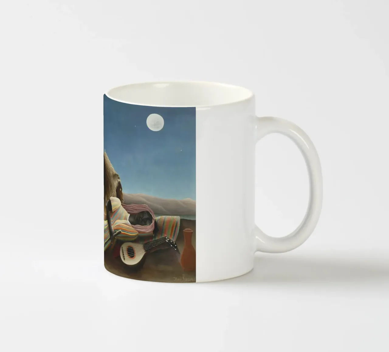 La zingara addormentata di Henri Rousseau (1897) tazza in ceramica da Venus Art