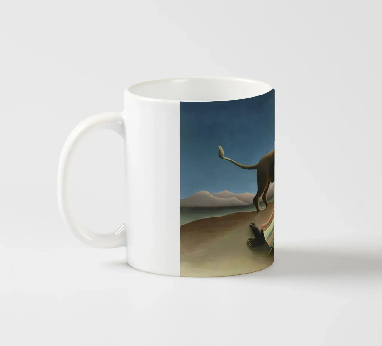 La zingara addormentata di Henri Rousseau (1897) tazza in ceramica da Venus Art