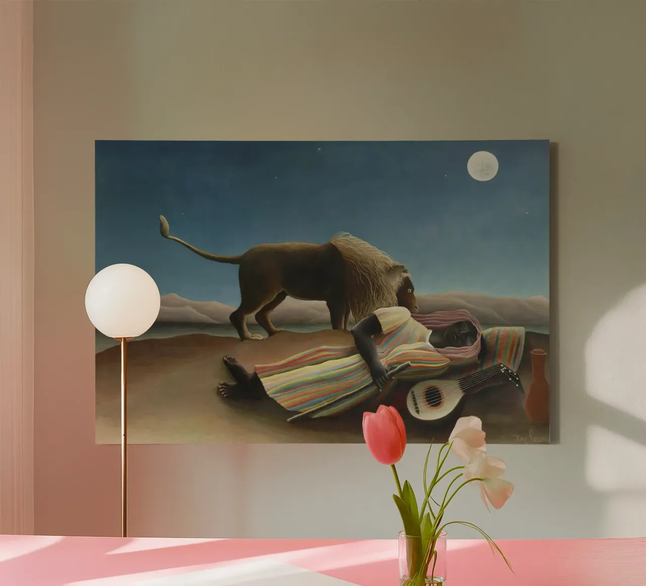 La zingara addormentata di Henri Rousseau (1897) tela con Cornice a cassetta da Venus Art