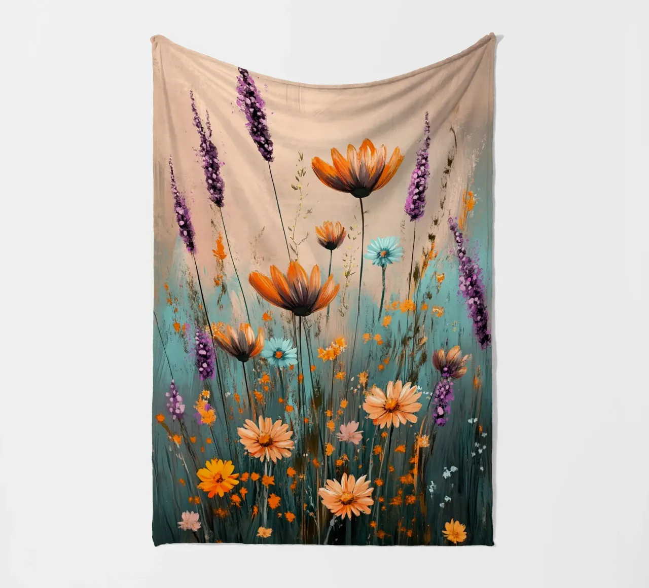 Flowers Lavender B fleece blanket by Mateo