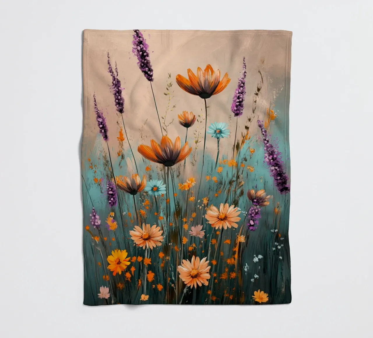 Flowers Lavender B fleece blanket by Mateo