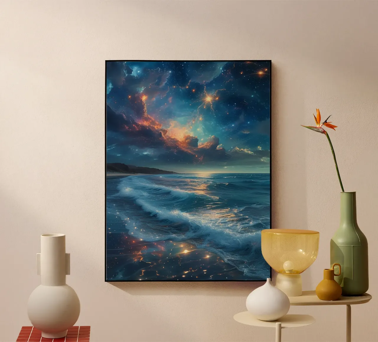 plage vide et nuit calme acryl van dinem