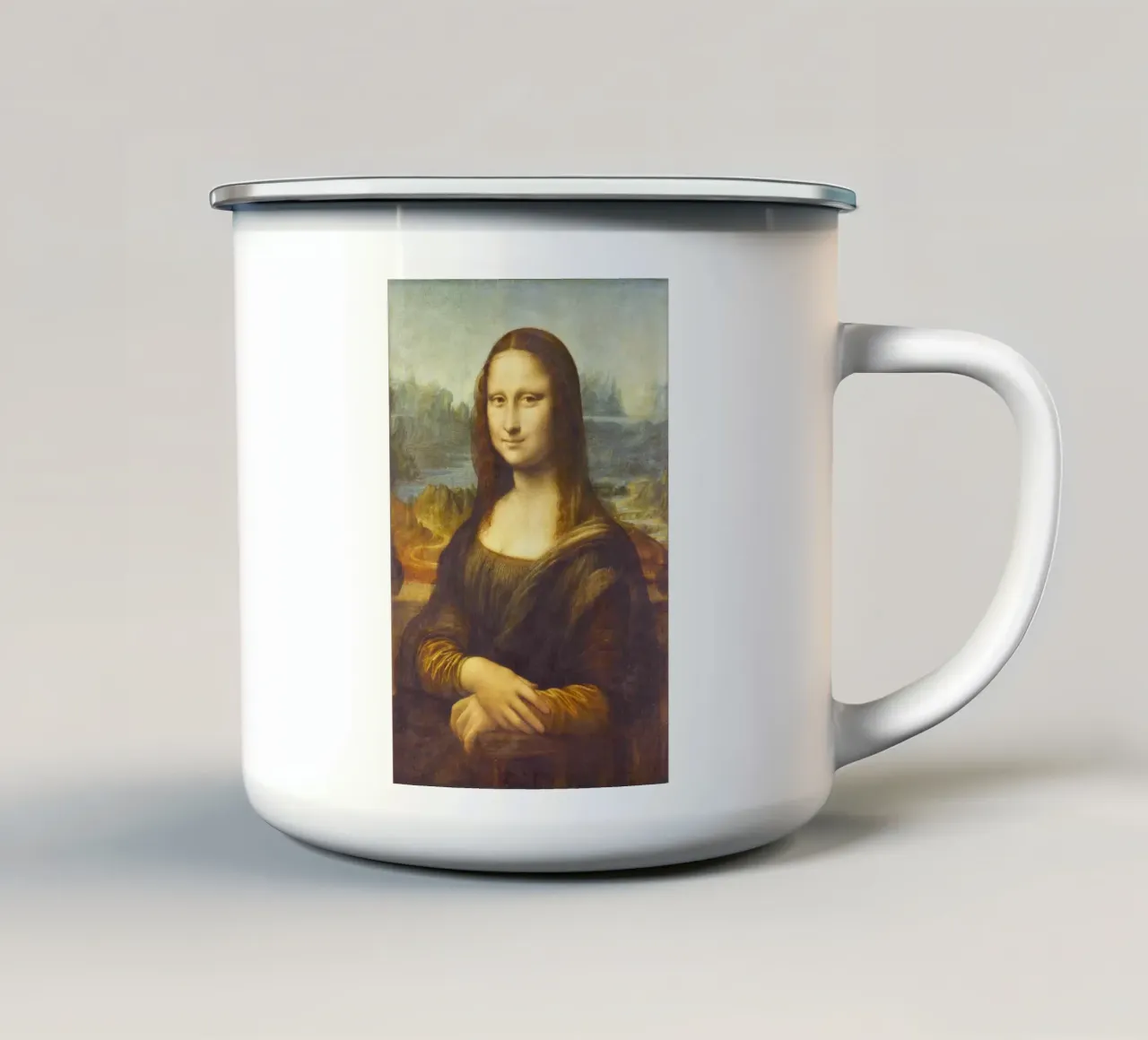 Leonardo da Vinci's Mona Lisa tazza in smalto da Venus Art