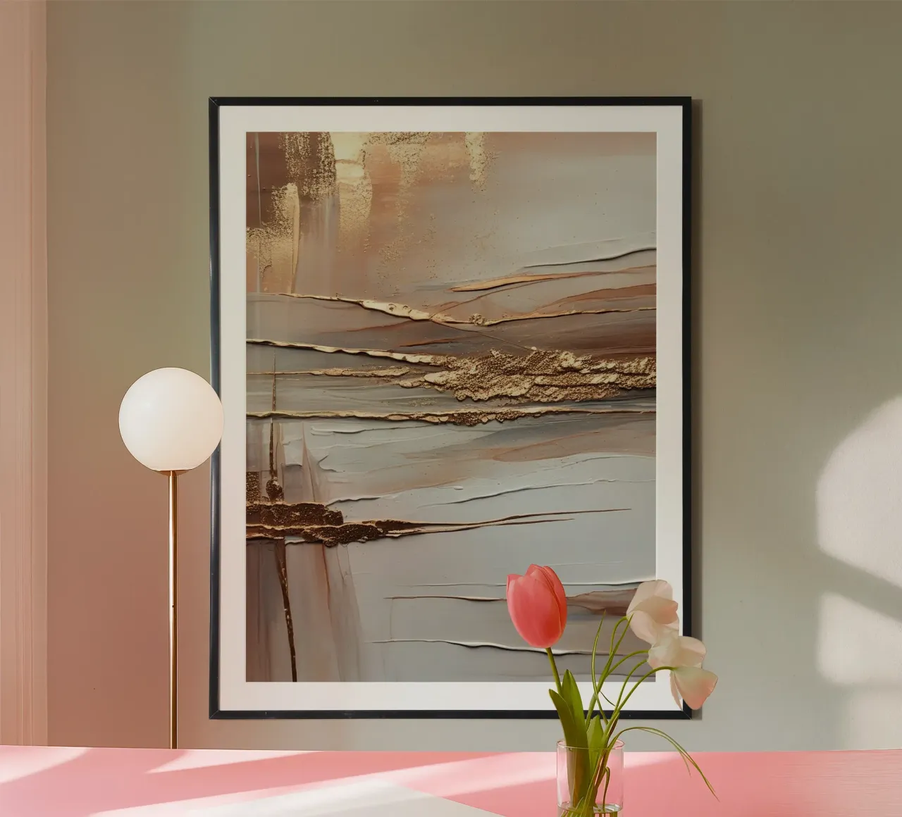 marmer gouden luxe poster met kunststof frame van dinem