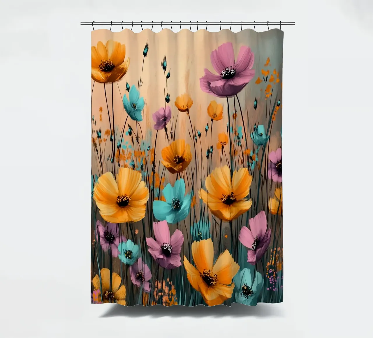 Flowers Meadow E shower curtain by Mateo