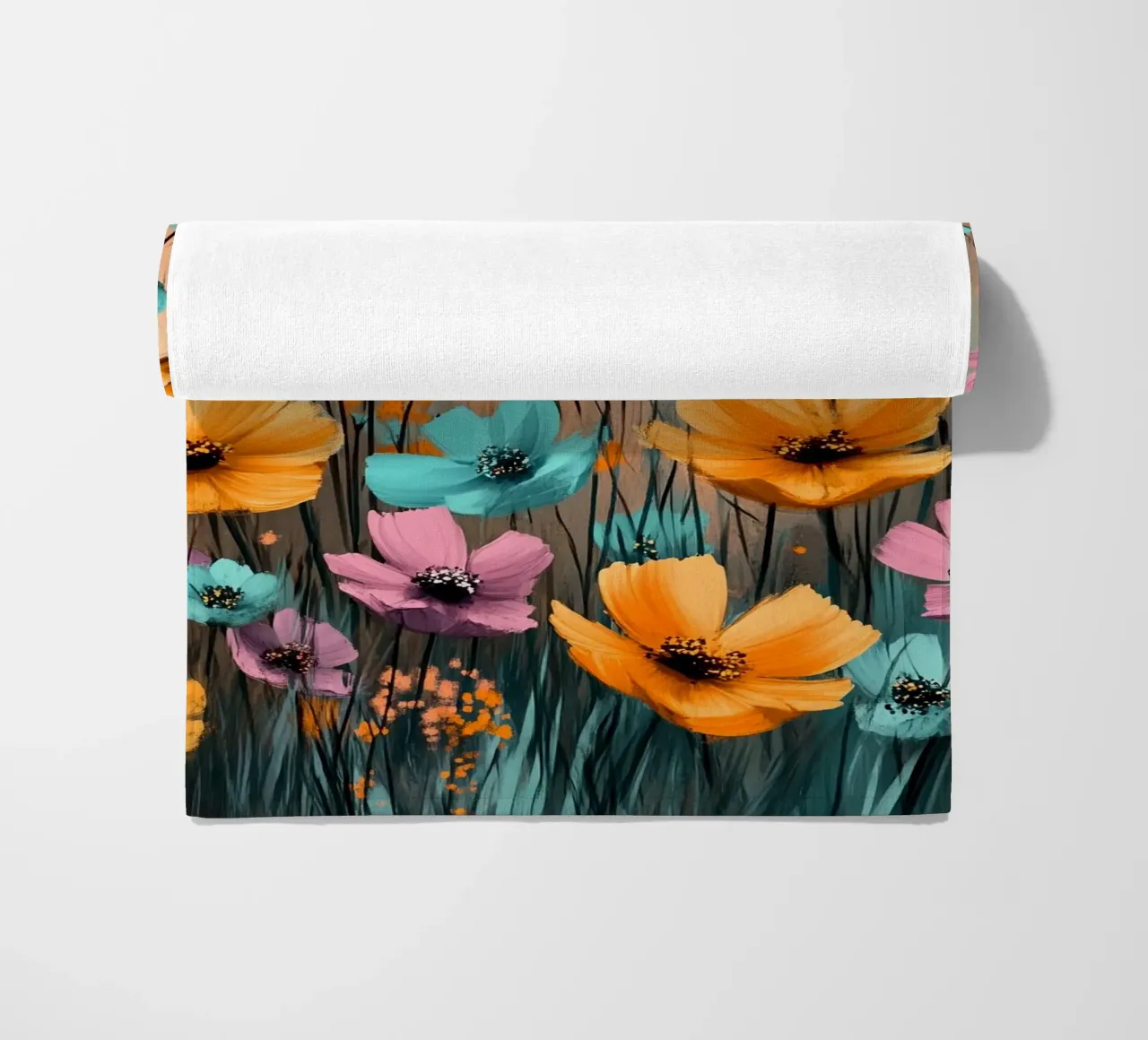 Flowers Meadow E beach towel by Mateo