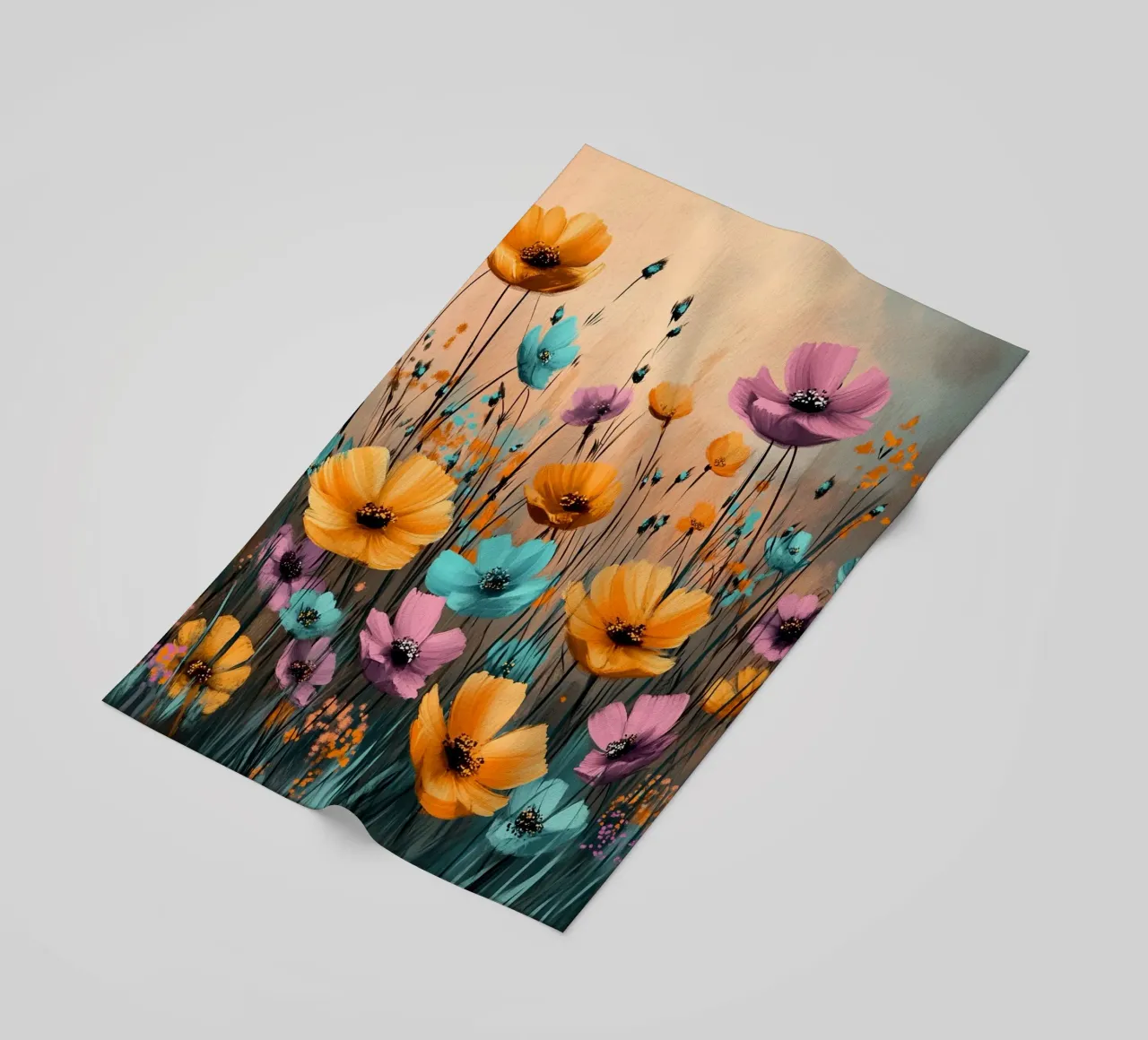 Flowers Meadow E beach towel by Mateo