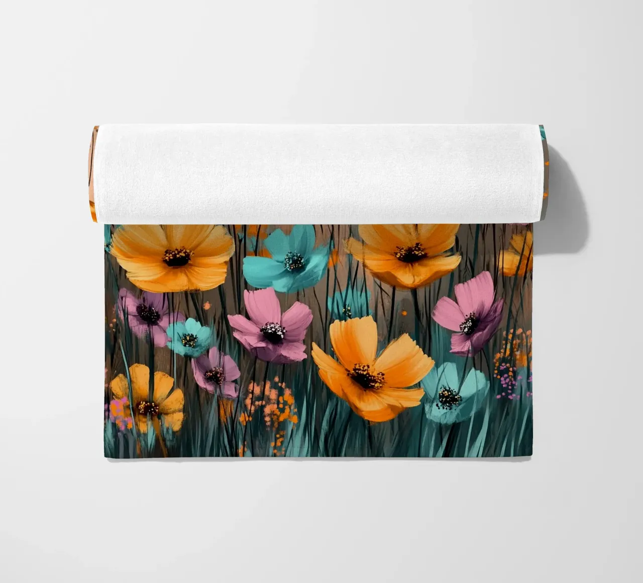 Flowers Meadow E beach towel by Mateo