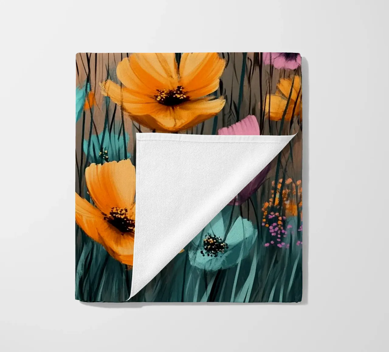 Flowers Meadow E beach towel by Mateo