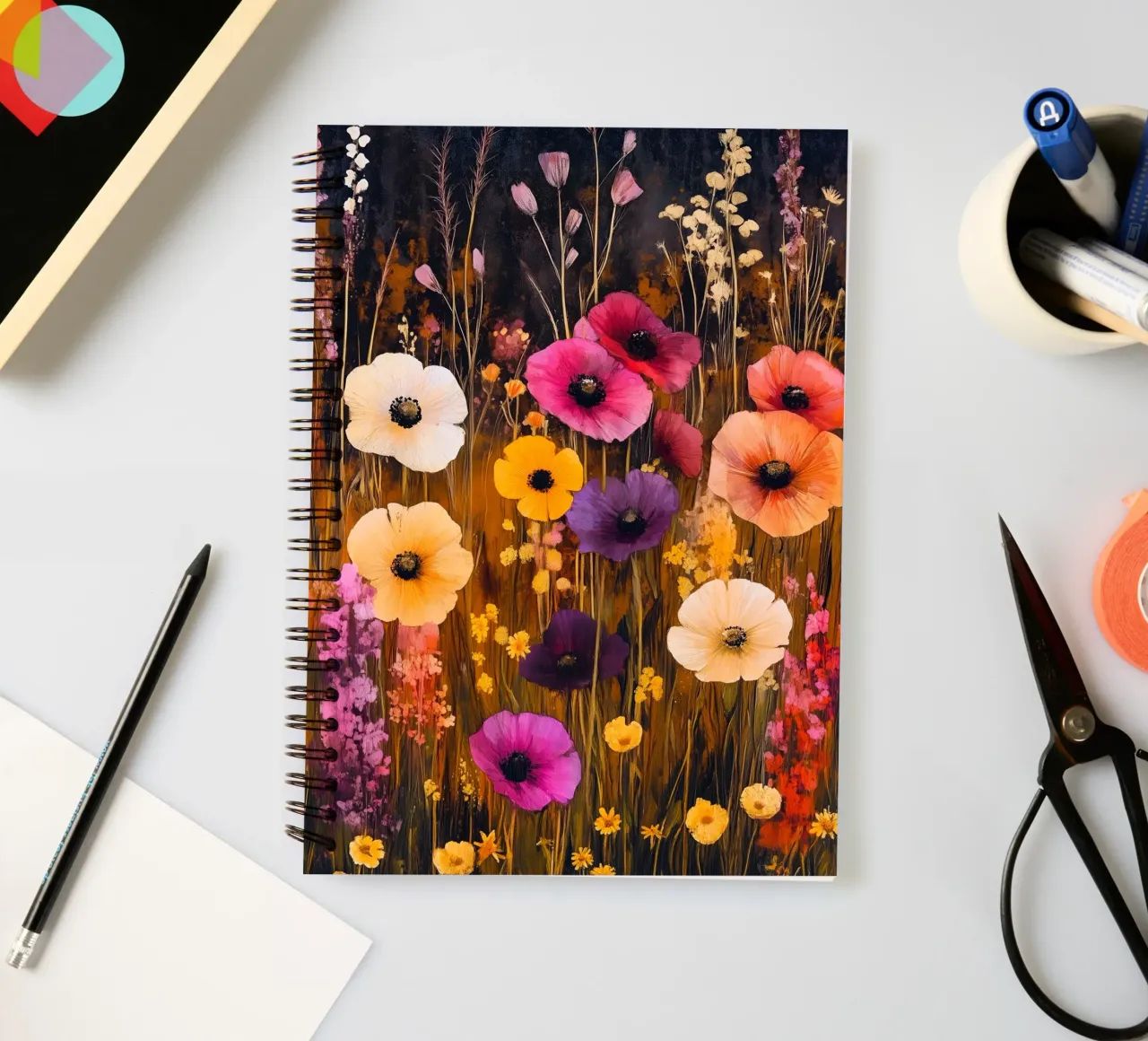 Meadow full of flowers spiral notebook by Justyna Jaszke JBJart