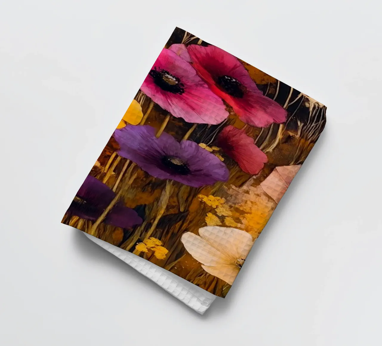 Meadow full of flowers tea towel by Justyna Jaszke JBJart