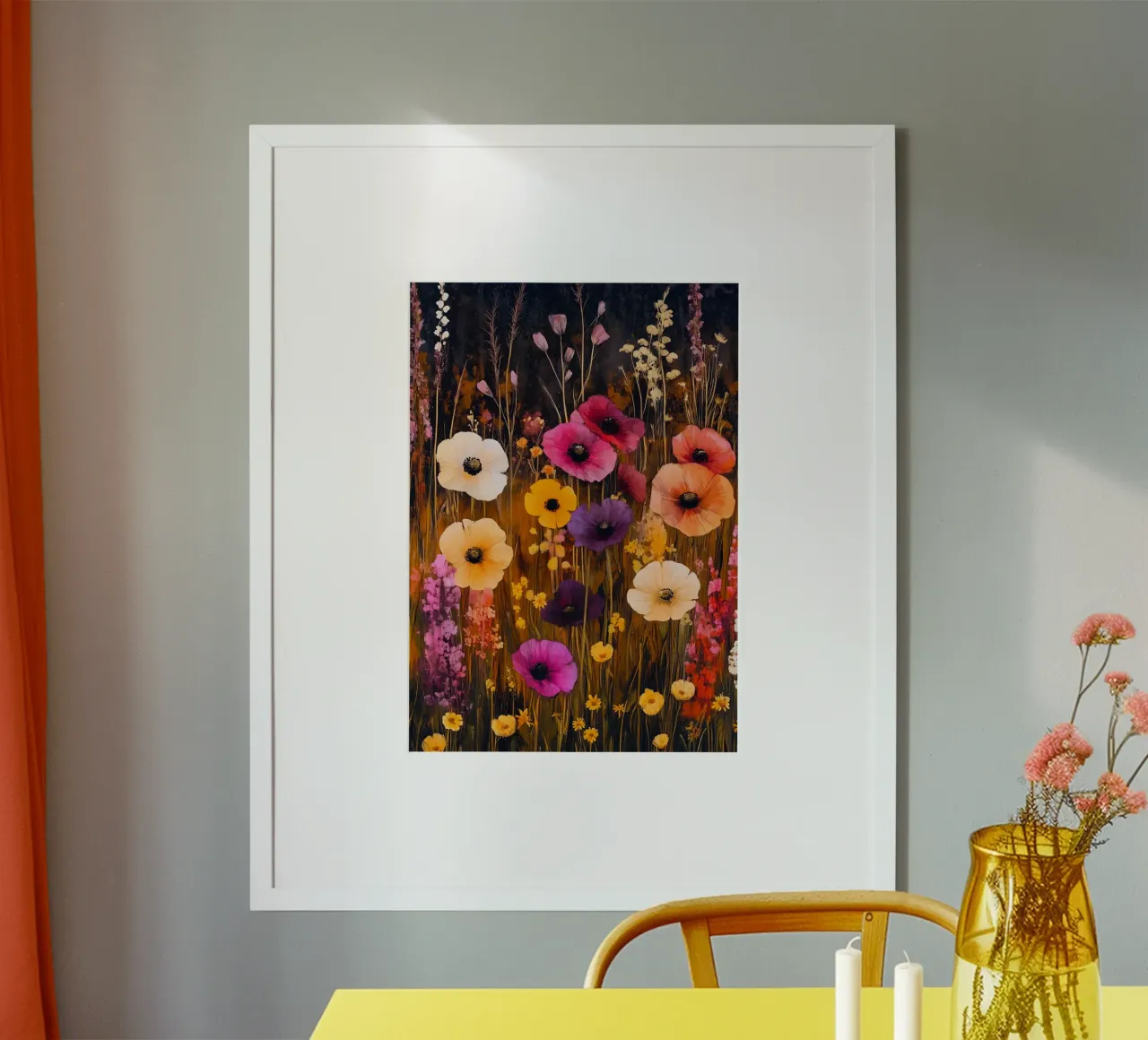 Prato pieno di fiori poster con telaio in legno da Justyna Jaszke JBJart