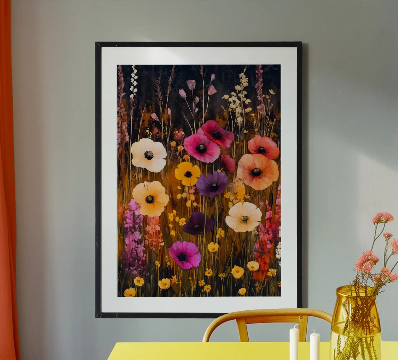 Prato pieno di fiori poster con telaio in legno da Justyna Jaszke JBJart