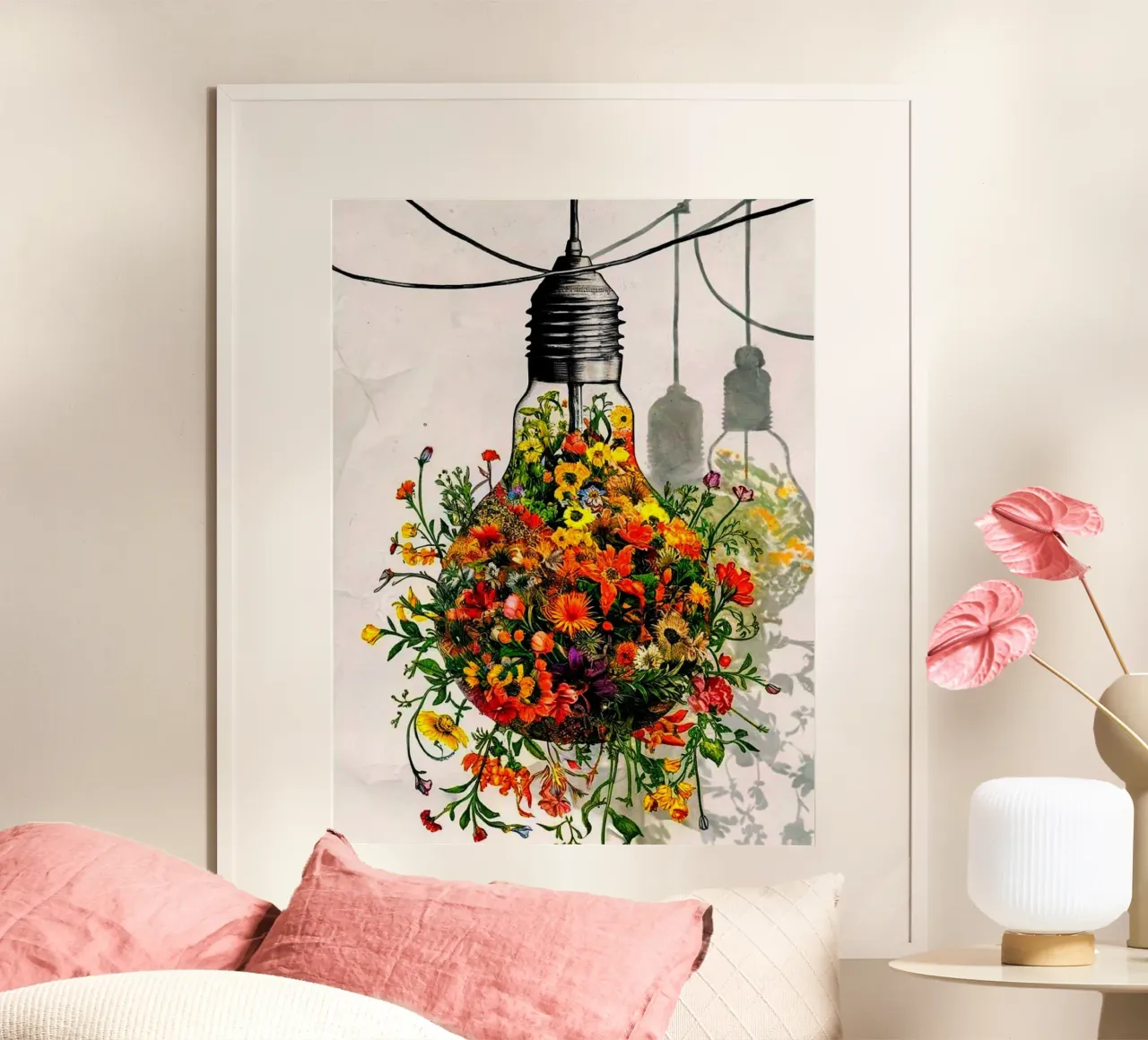 il bulbo del fiore poster con telaio in alluminio da dinem