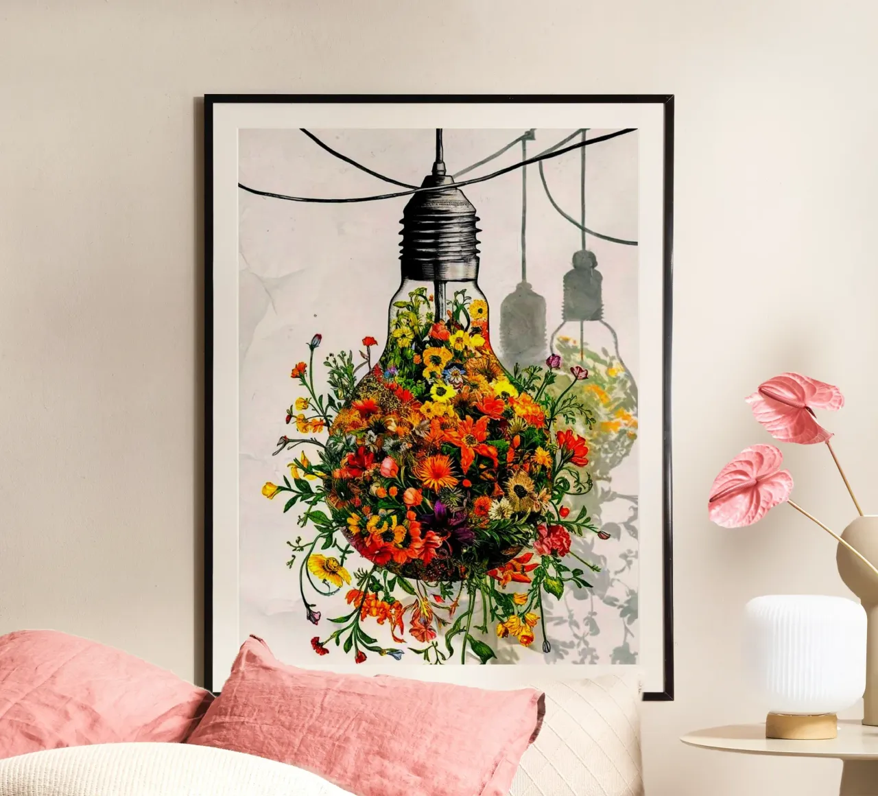 il bulbo del fiore poster con telaio in alluminio da dinem