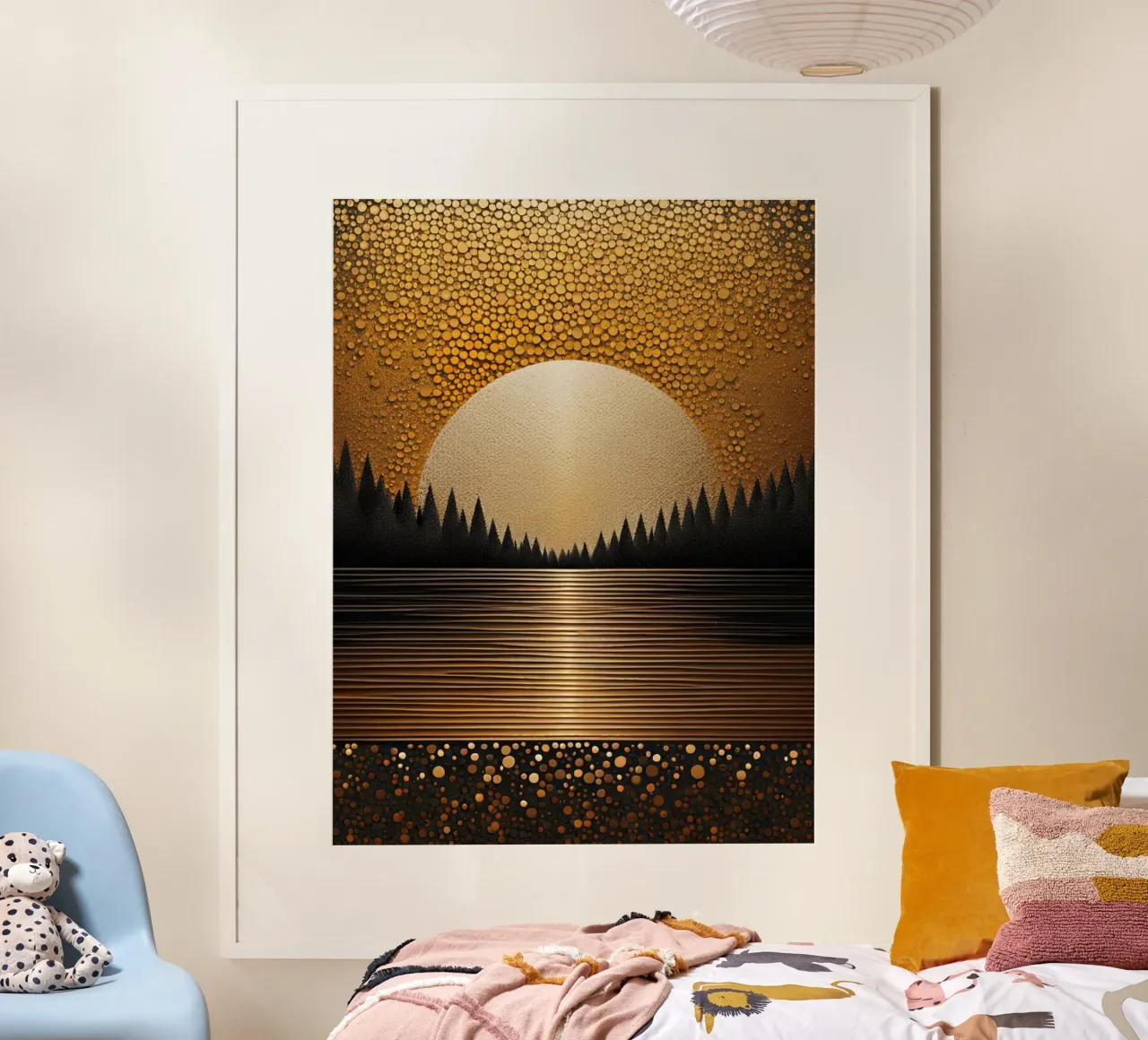 sunset in black poster con telaio in plastica da dinem