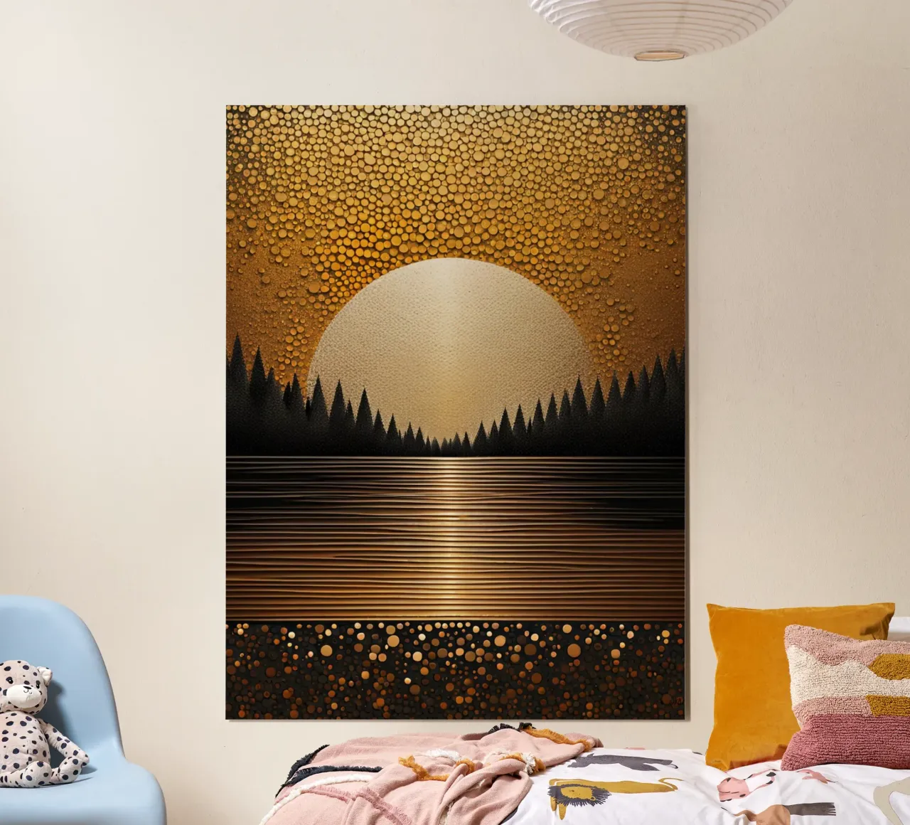 sunset in black poster con telaio in plastica da dinem