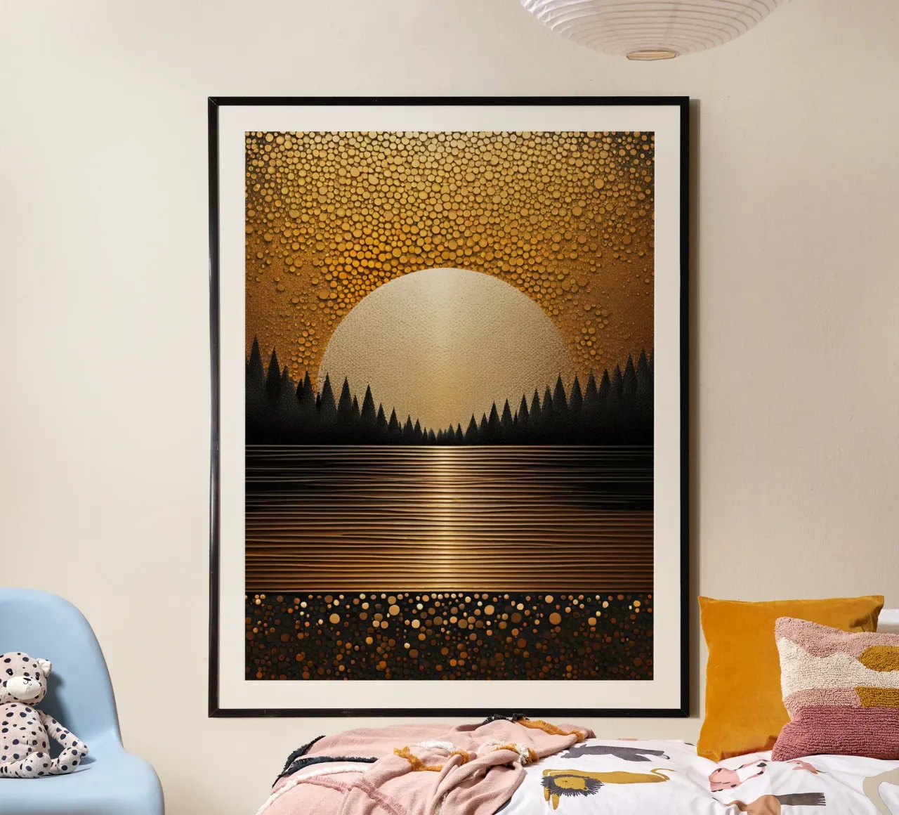 sunset in black poster con telaio in plastica da dinem