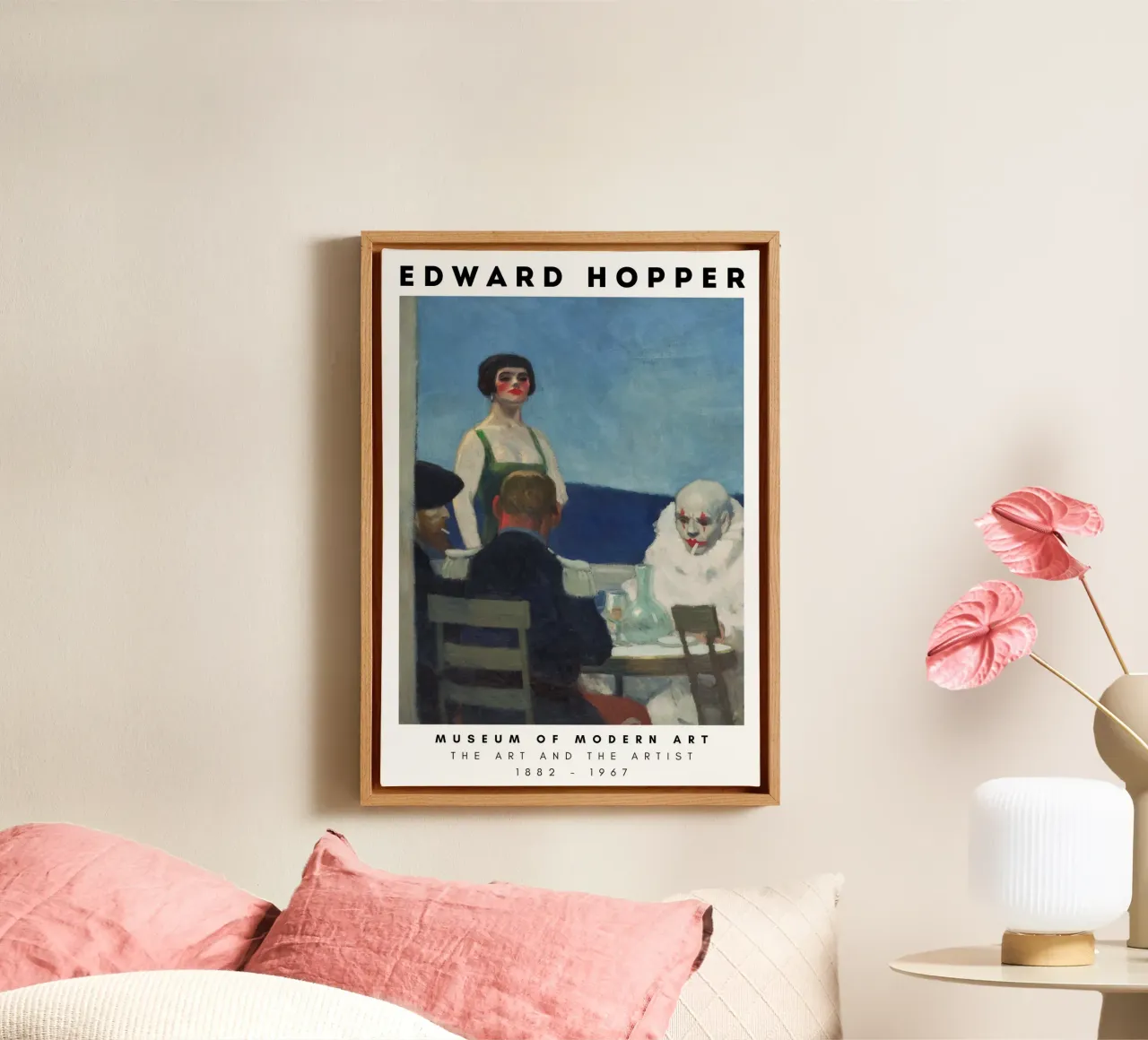 Edward Hopper Figure Bar notturno Interno Stampa tela con Cornice a cassetta da NorwesClub