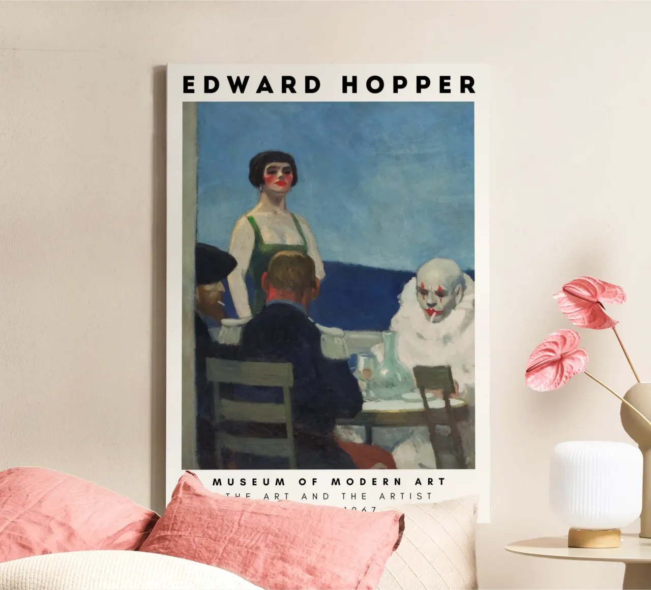 Edward Hopper Figure Bar notturno Interno Stampa tela con Cornice a cassetta da NorwesClub