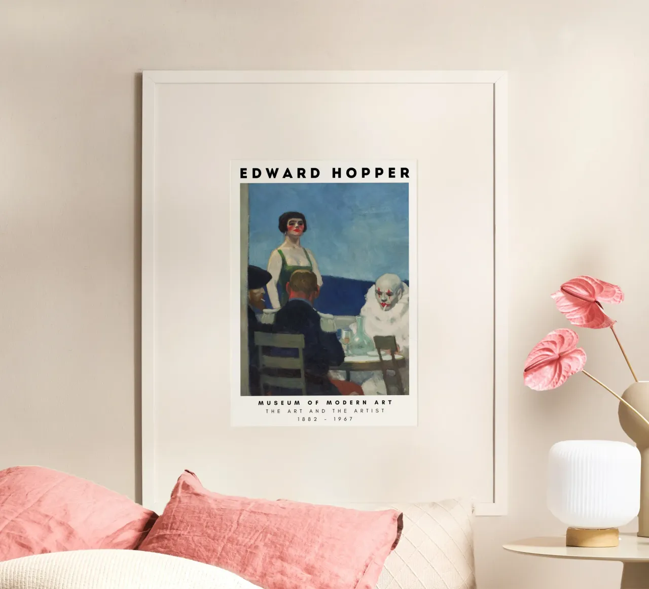 Edward Hopper Figure Bar notturno Interno Stampa poster con telaio in alluminio da NorwesClub