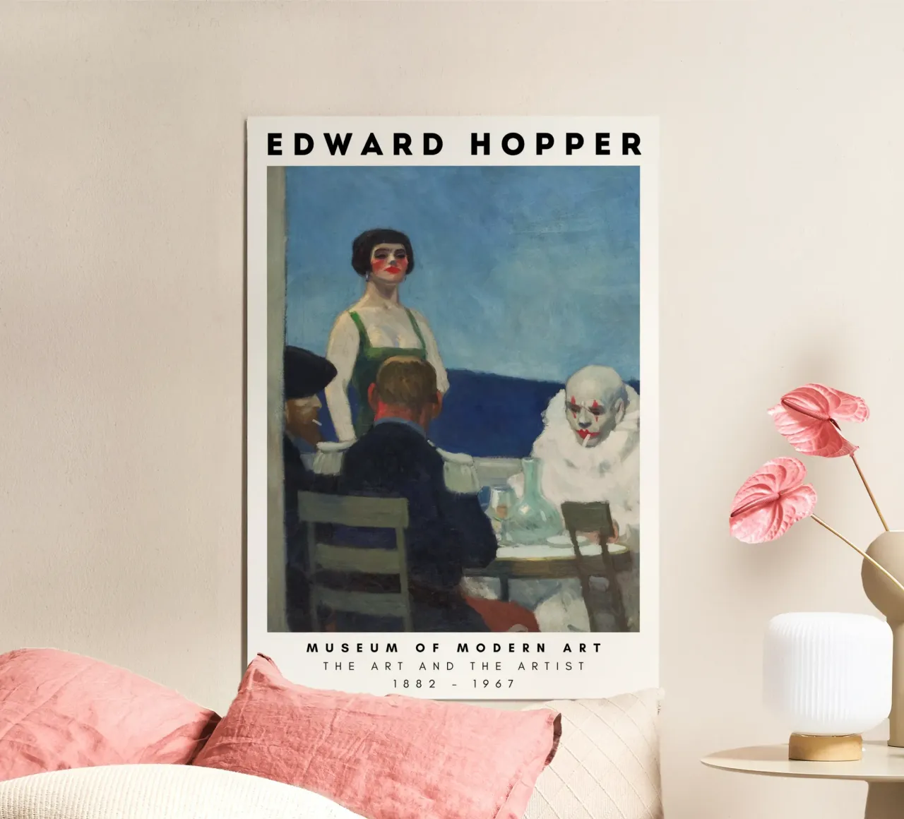 Edward Hopper Figure Bar notturno Interno Stampa poster con telaio in alluminio da NorwesClub